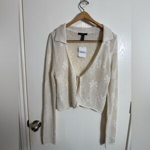 NWT Forever 21 Women's Ivory Knit Cardigan boho coquette core xl